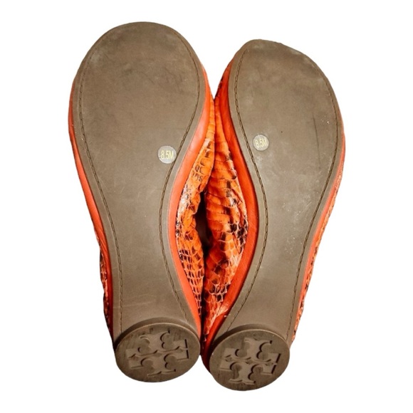 Tory Burch Orange Snake Print Ballet Flats - Picture 3 of 4